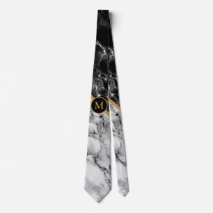 Personalized Marble Neck Tie with Custom Letter