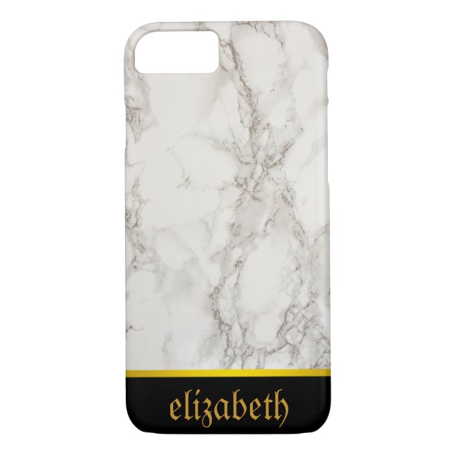 personalized Marble Pattern and Faux Gold Foil Case-Mate iPhone Case (Back)