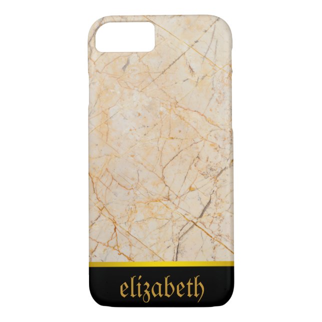 personalized Marble Pattern and Faux Gold Foil Case-Mate iPhone Case (Back)