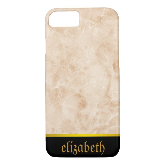 personalized Marble Pattern and Faux Gold Foil Case-Mate iPhone Case (Back)