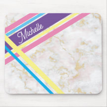 Personalized Marble Pink Mouse Desk Pad Computer
