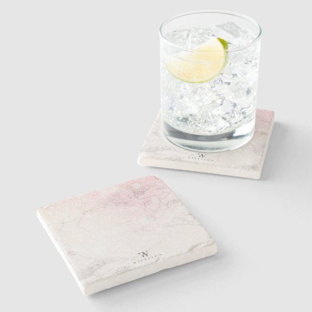 Personalized Marble rose Glitter Stone Coaster (Side)