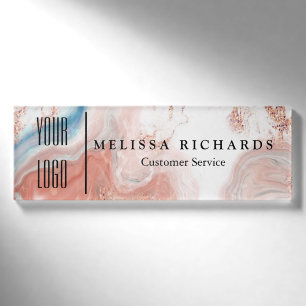 Personalized Marble Small Name Badge