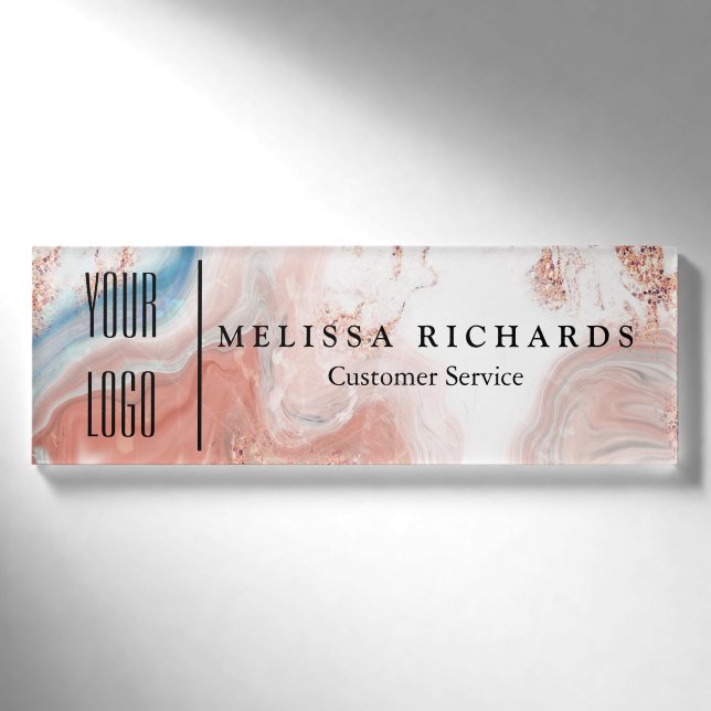 Personalized Marble Small Name Badge (Front)