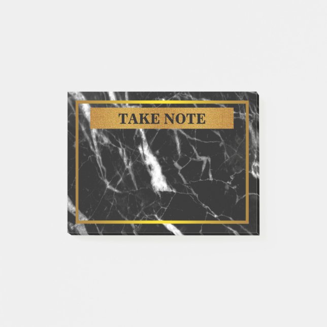 Personalized Marble Take Note with gold border (Front)