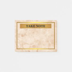 Personalized Marble Take Note with gold border