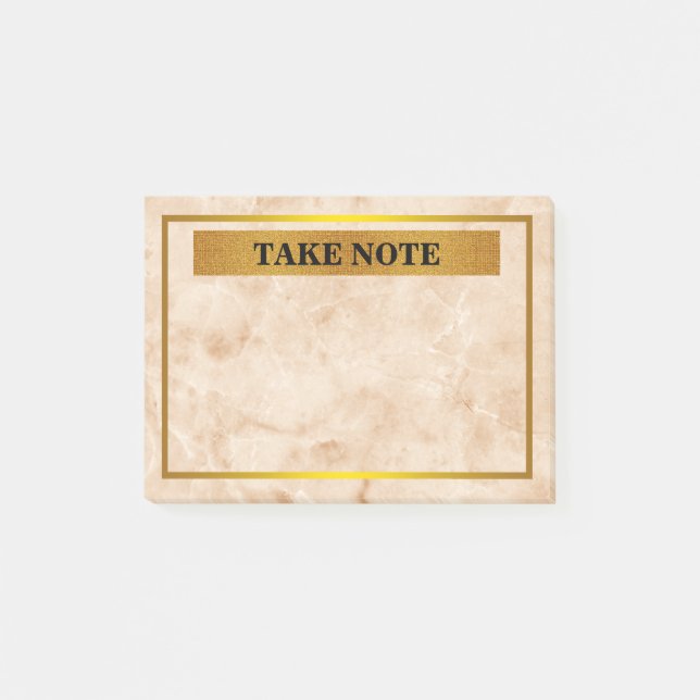 Personalized Marble Take Note with gold border (Front)
