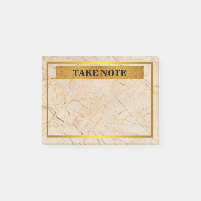 Personalized Marble Take Note with gold border (Front)
