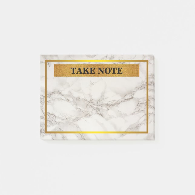 Personalized Marble Take Note with gold border (Front)