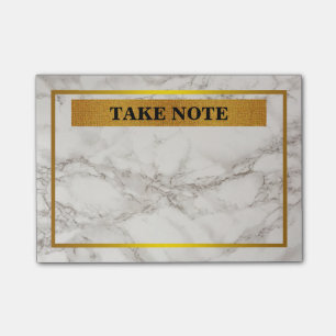 Personalized Marble Take Note with gold border
