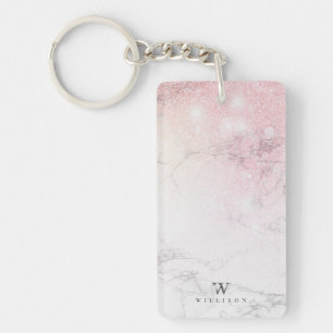 Personalized Marble with glitter details Keychain