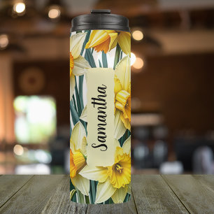 Personalized March Birth Flower Daffodil 16 oz Thermal Tumbler