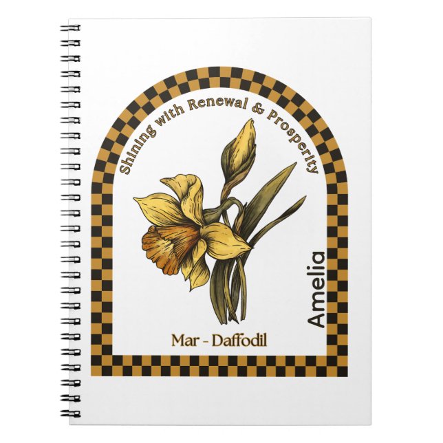 Personalized March Birth Month Flower Notebook (Front)