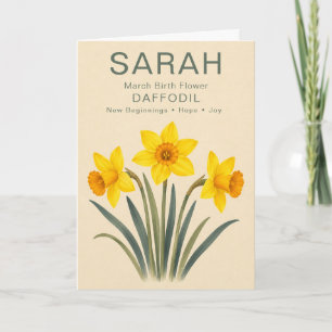 Personalized March Birthday Daffodil Birth Flower Card