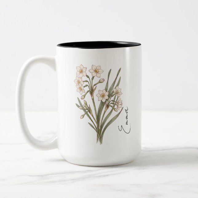 Personalized March Daffodil Birth Flower Mug  (Left)