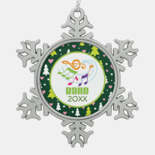 Personalized Marching Band Music Christmas Gift Snowflake Pewter Christmas Ornament