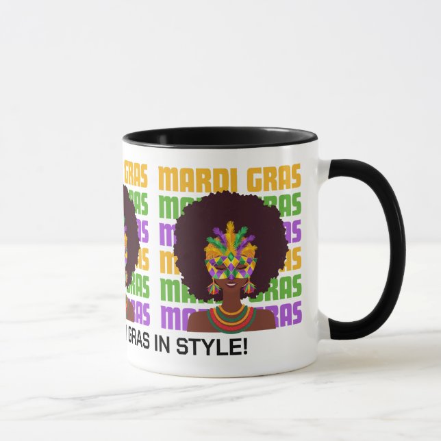 Personalized MARDI GRAS Afro Queen Mug (Right)
