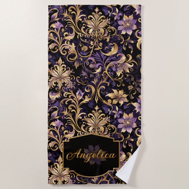 Personalized Mardi Gras  Beach Towel (Front)