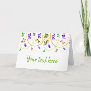 personalized mardi gras carnival confetti fun card