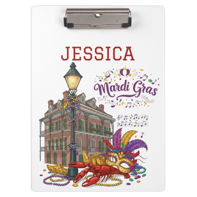 Personalized Mardi Gras Clipboard (Front)