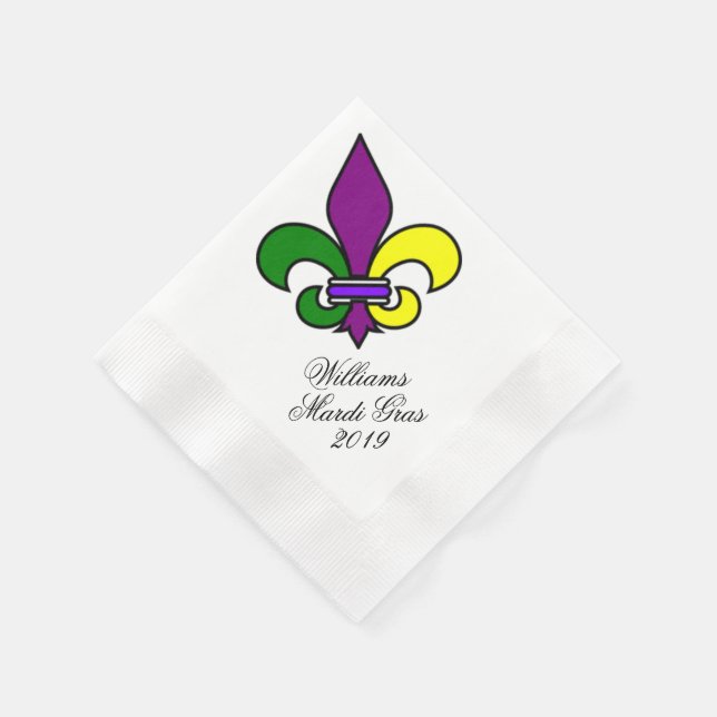 Personalized Mardi Gras Napkin (Corner)