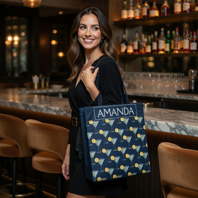 Personalized Margarita Cocktail Pattern Tote Bag (Creator Uploaded)