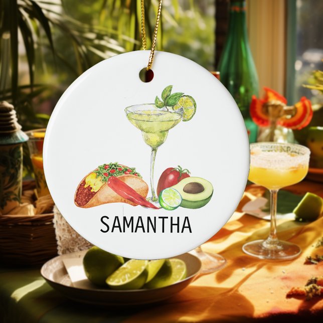 Personalized Margarita Mexican Food Taco Lover Ceramic Ornament (Creator Uploaded)