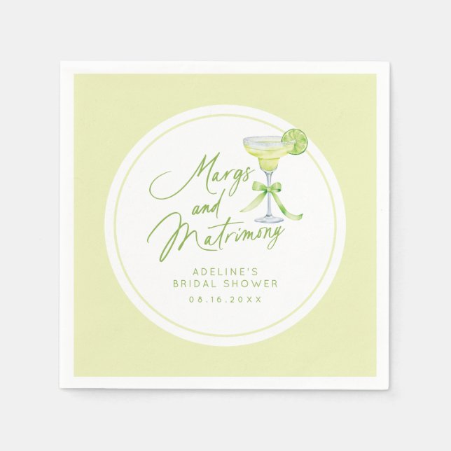 Personalized Margs And Matrimony Bridal Shower Napkin (Front)