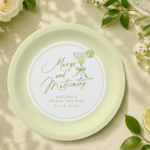 Personalized Margs And Matrimony Bridal Shower Paper Plate