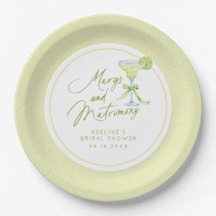 Personalized Margs And Matrimony Bridal Shower Paper Plate