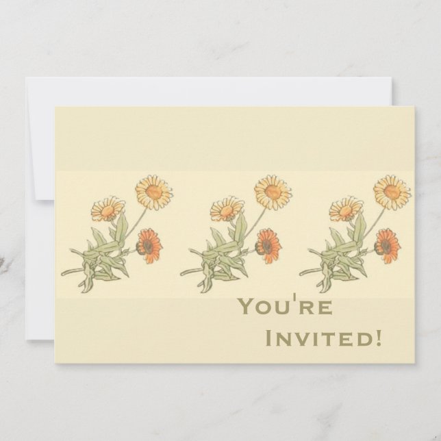 Personalized Marigold Floral Wedding Shower Invitation (Front)