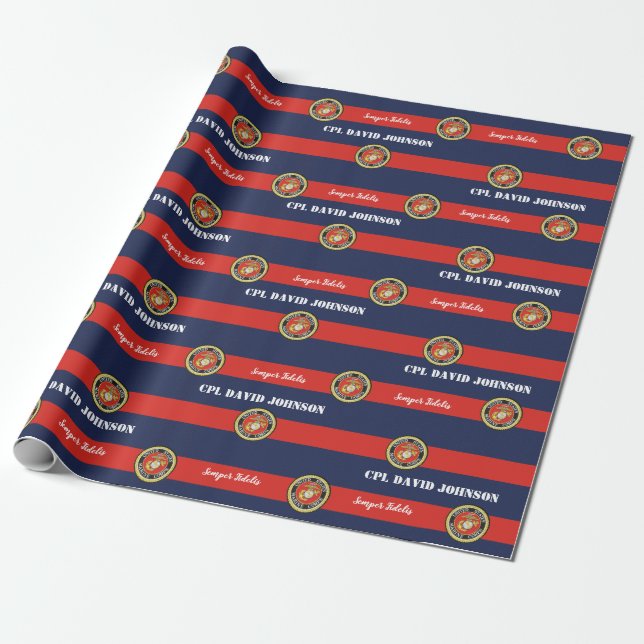 Personalized Marine Corps Wrapping Paper (Unrolled)