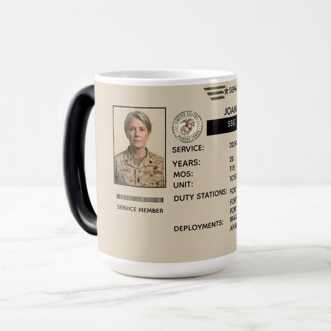 Personalized Marine Service Record Gift Magic Mug (Front Left)