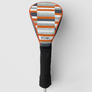 Personalized Maritime Design - Orange, Blue Grey Golf Head Cover