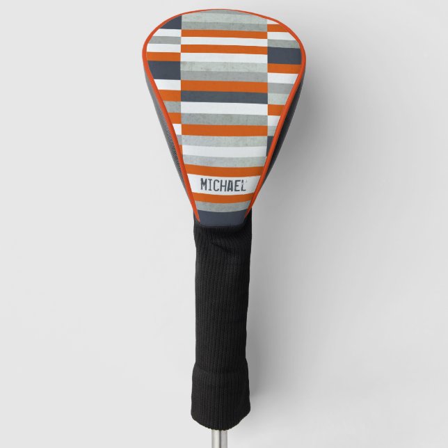 Personalized Maritime Design - Orange, Blue Grey Golf Head Cover (Front)