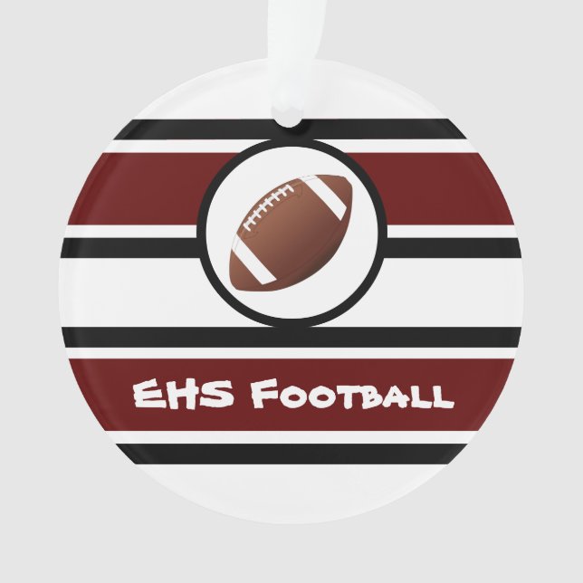 Personalized Maroon and Black Football Ornament (Front)