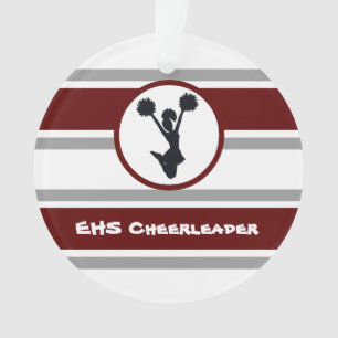 Personalized Maroon and Grey Cheerleader Ornament