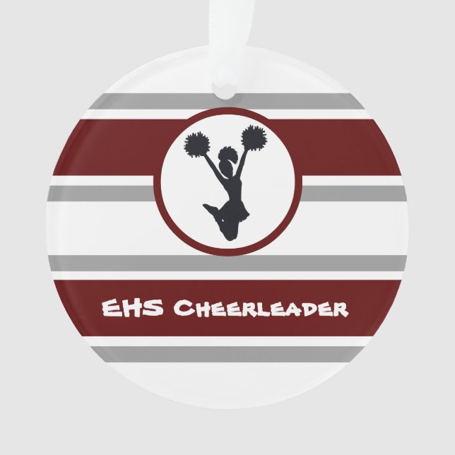 Personalized Maroon and Grey Cheerleader Ornament (Front)