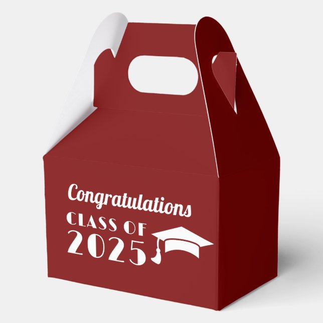 Personalized Maroon and White Graduation  Favor Box (Front)