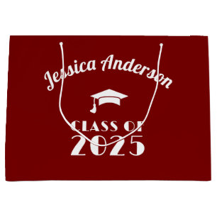 Personalized Maroon and White Graduation Large Gift Bag