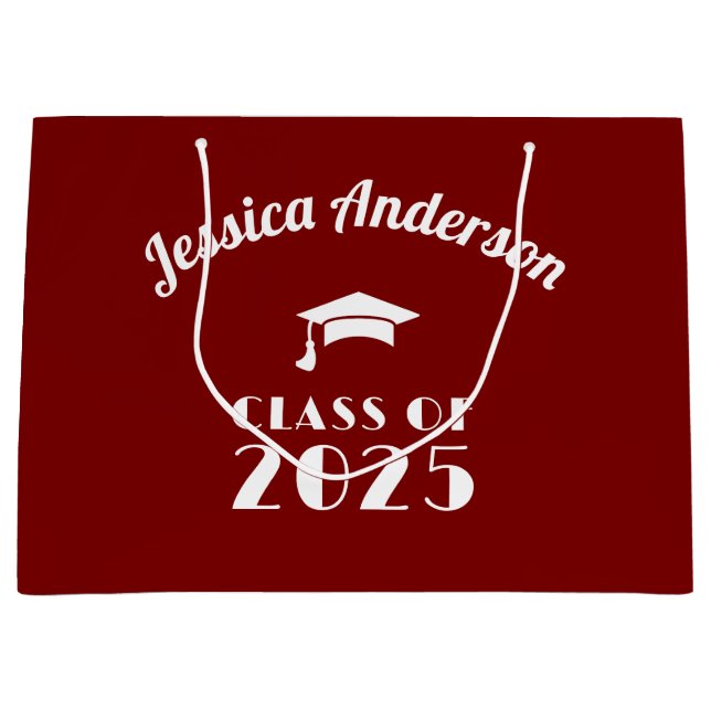 Personalized Maroon and White Graduation  Large Gift Bag (Front)