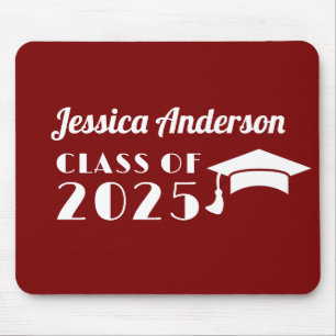 Personalized Maroon and White Graduation Mouse Pad