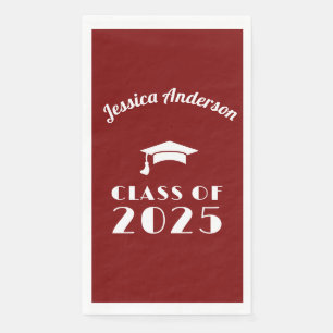 Personalized Maroon and White Graduation Napkin