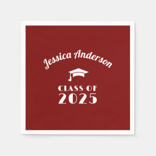 Personalized Maroon and White Graduation Napkin