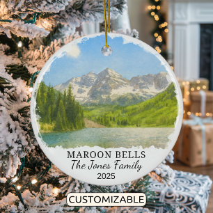 Personalized Maroon Bells Ornament, Colorado Ceramic Ornament