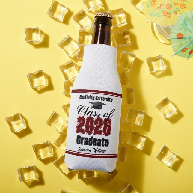 Personalized Maroon Class of 2026 Graduation Party Bottle Cooler (In Situ Summer)