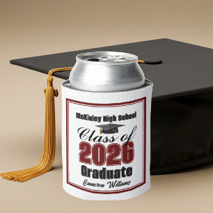 Personalized Maroon Class of 2026 Graduation Party Can Cooler