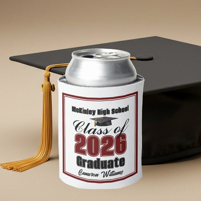 Personalized Maroon Class of 2026 Graduation Party Can Cooler (Creator Uploaded)