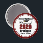 Personalized Maroon Class of 2026 Graduation Party Magnet<br><div class="desc">Customize your own maroon high school Class of 2026 graduate magnet for a high school or college graduation party. Cool varsity letters for the year on a great custom commemorative keepsake for seniors.</div>