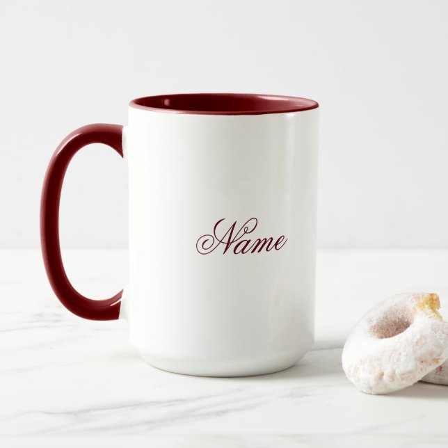 Personalized Maroon Combo Mug With Custom Name (With Donut)